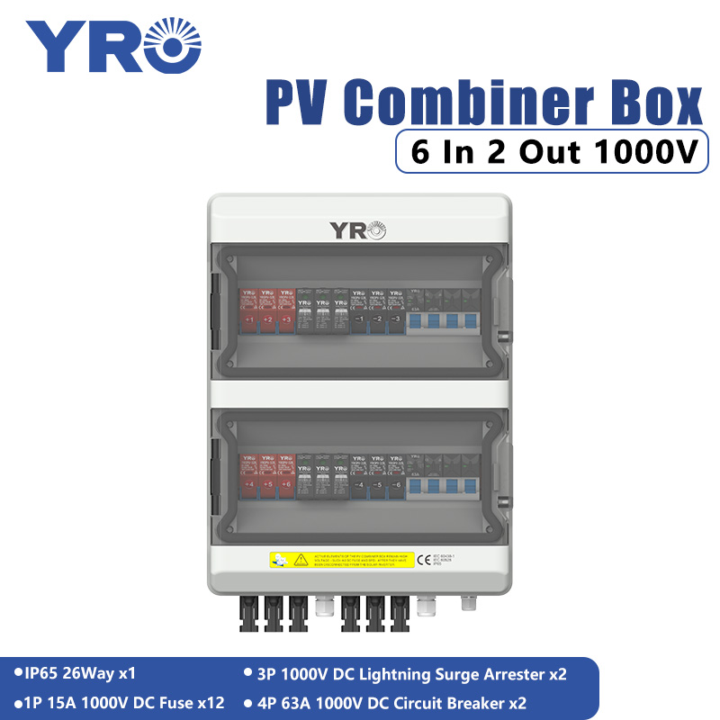 Hộp phân phối năng lượng mặt trời 6 trong 2 ra 1000V DC